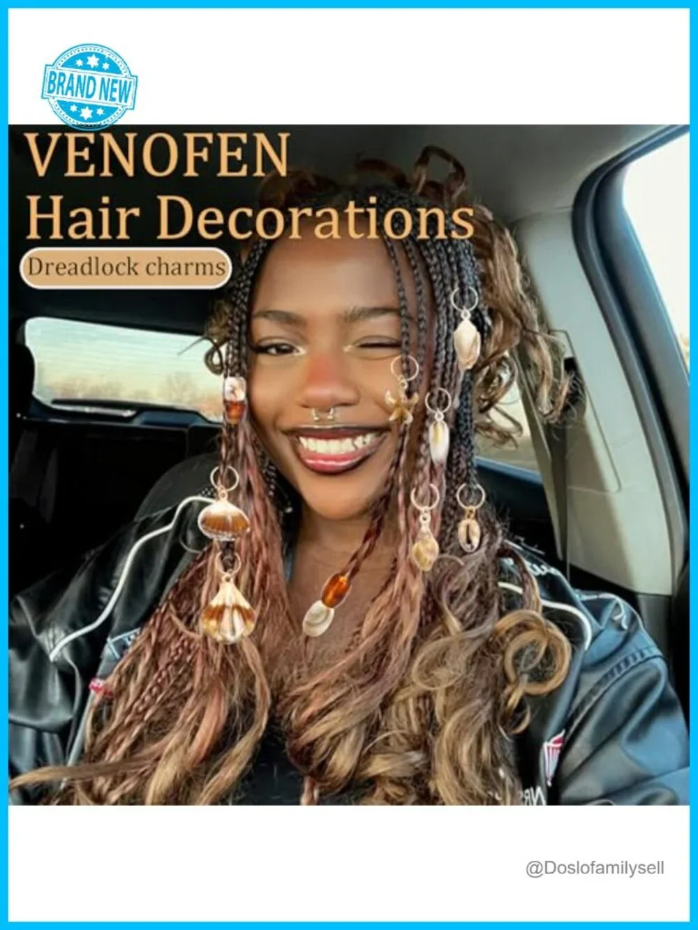 50 Pcs Shell Hair Beads for Braids Dreadlock Charms Plastic Hair Tube Beads